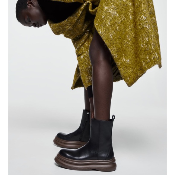 ZARA Thick Sole Real Leather Ankle Boots - Picture 3 of 8
